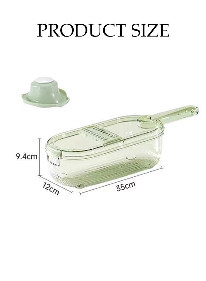 DUNISO مبشرة خضروات متعددة الوظائف 6 في 1 مع مقبض مريح ومبشرة يدوية مع حاوية طعام ومبشرة خضروات آمنة ومفرمة خضروات قابلة للتعديل من الفولاذ المقاوم للصدأ وقطاعة فواكه للاستخدام المنزلي - Image 4