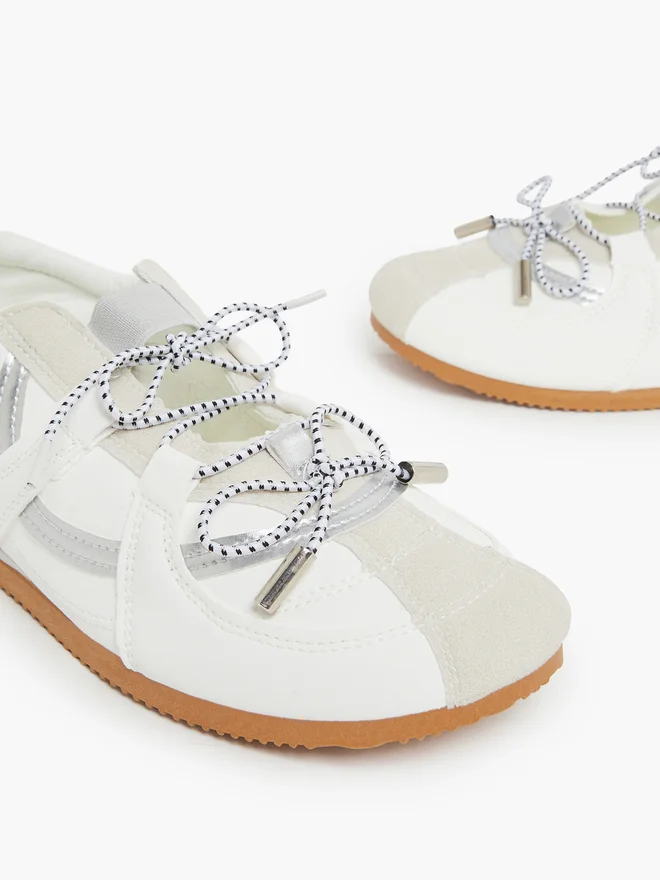Styli  Solid Lace-Up Sneakers for Women | Best Price UAE