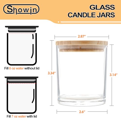 SHOWIN 8 OZ Thick Candle Jars for Making Candles 15 Pcs, Clear Empty Jars with Wood Lids for Candle Making, Sample Container - Image 3