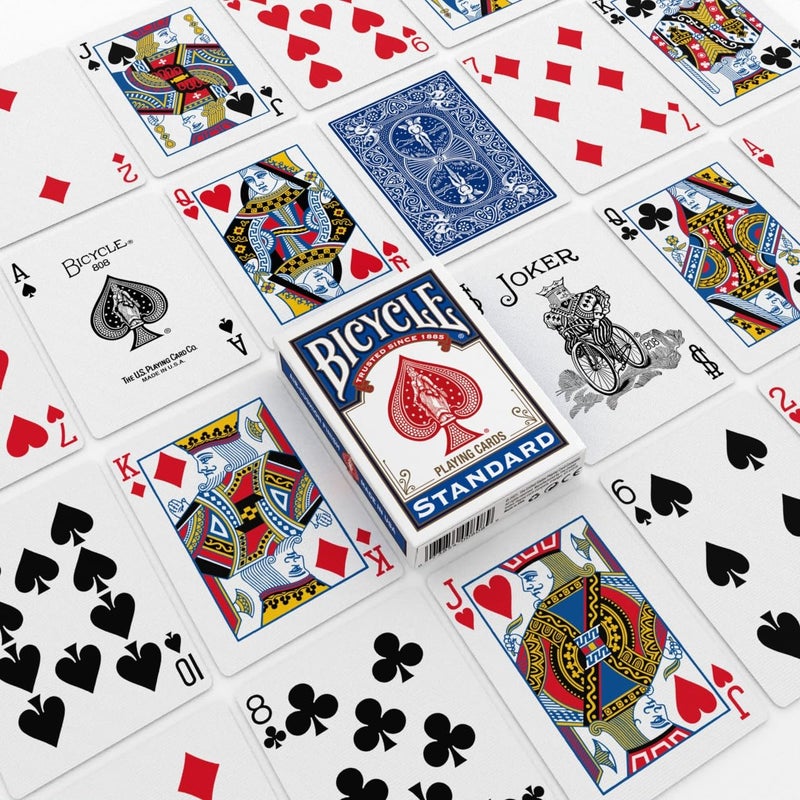 Bicycle Standard Playing Cards, Standard Poker Size Deck of Cards, Red & Blue (2 Pack), Classic Cards for Poker, Blackjack, Family Game Night & Card Games, Fun for All Ages - Image 3