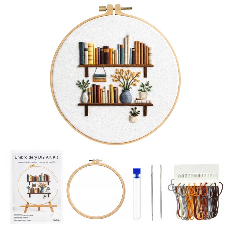 CZFSWT Embroidery Kit, Embroidery Kit for Beginners, Cross Stitch Kit with Instructions, 20cm Bamboo Embroidery Hoop Suitable for Home Decor and Gifts - Image 1