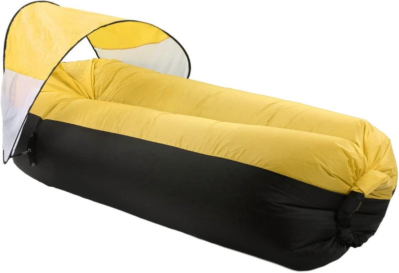 Outdoor Camping Inflatable Sofa for Sunbathing and Relaxation Camping Mats, Beds (Black Plus Yellow) - Image 1