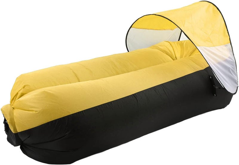Outdoor Camping Inflatable Sofa for Sunbathing and Relaxation Camping Mats, Beds (Black Plus Yellow) - Image 5