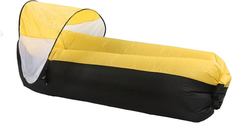Outdoor Camping Inflatable Sofa for Sunbathing and Relaxation Camping Mats, Beds (Black Plus Yellow) - Image 4