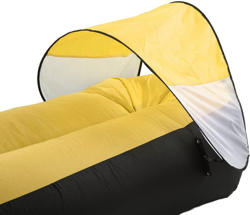 Outdoor Camping Inflatable Sofa for Sunbathing and Relaxation Camping Mats, Beds (Black Plus Yellow) - Image 2