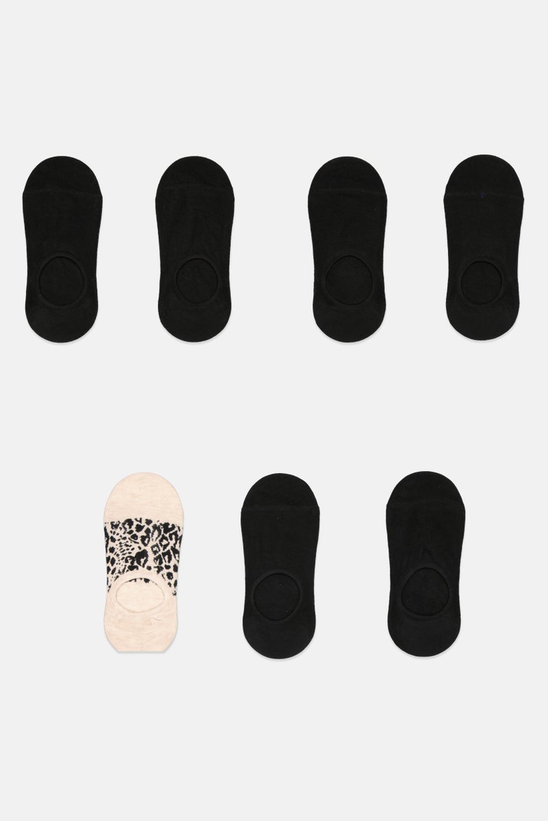 Tahari Women 7 Pairs Solid Sneaker Liner Socks, Black - Image 1