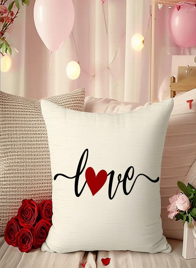 RABUSOFA Valentines Day Pillow Covers 18x18 Set of 1 Single Valentines Day Decor Red Holiday Pillows Decorative Throw Cushion Case for Home Valentine Decorations - Image 5