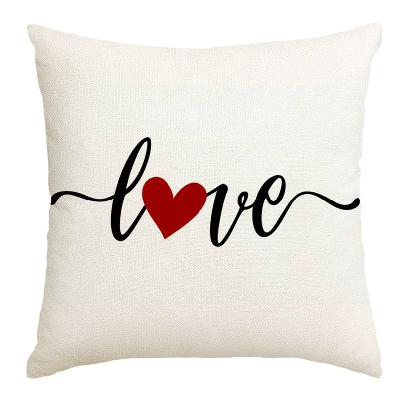 RABUSOFA Valentines Day Pillow Covers 18x18 Set of 1 Single Valentines Day Decor Red Holiday Pillows Decorative Throw Cushion Case for Home Valentine Decorations - Image 1