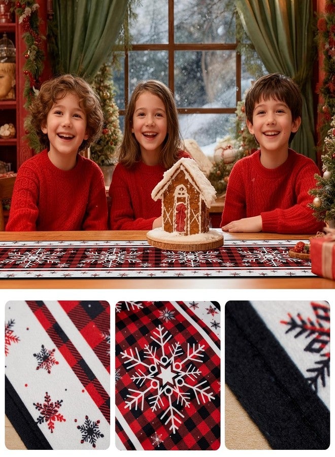CHAMBERY Christmas Table Runner,13''X72'' Seasonal Snowflakes Christmas Decorations Table Runner, Red and Black Buffalo, Perfect for Party Dinner Table Decor,Kitchen,Mantel,Bedroom Decoration - Image 5