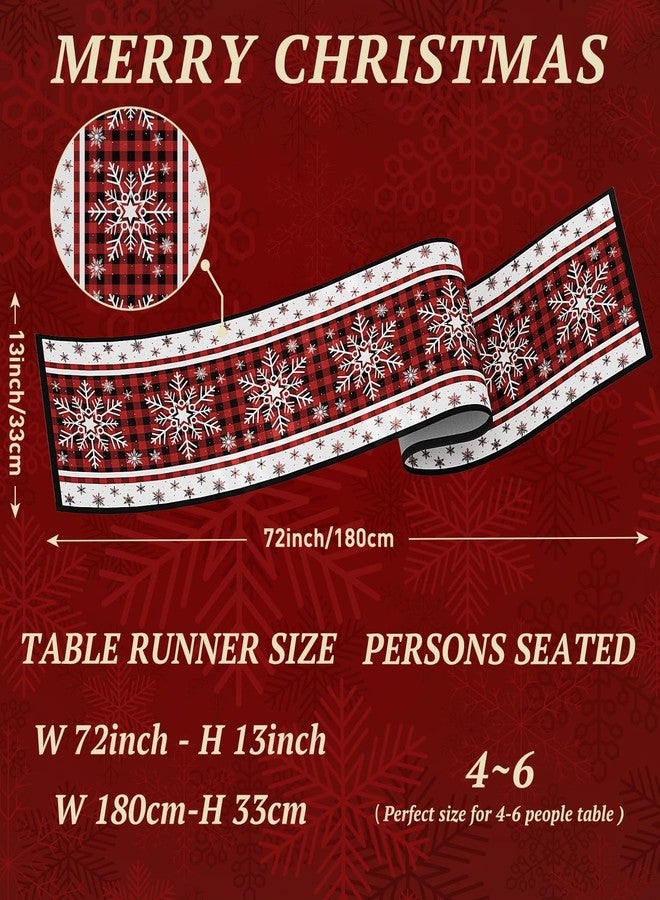 CHAMBERY Christmas Table Runner,13''X72'' Seasonal Snowflakes Christmas Decorations Table Runner, Red and Black Buffalo, Perfect for Party Dinner Table Decor,Kitchen,Mantel,Bedroom Decoration - Image 4