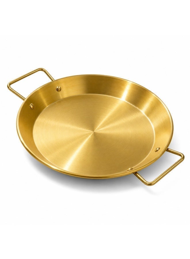 Stainless steel frying pan for cooking Spanish seafood, non-stick lobster cooking pot, and storage and serving bowl. 24cm gold kitchen utensils. - Image 1
