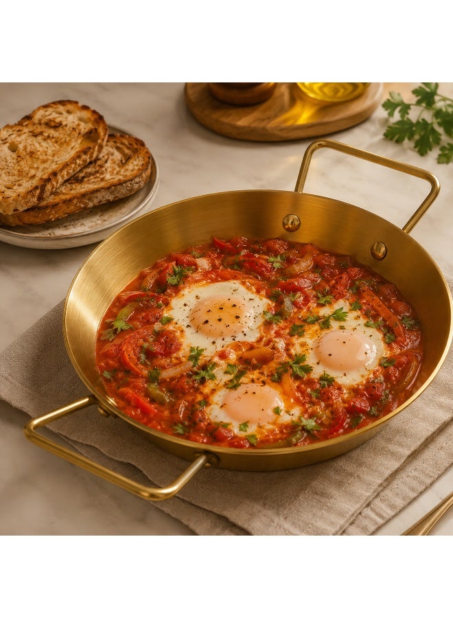 Stainless steel frying pan for cooking Spanish seafood, non-stick lobster cooking pot, and storage and serving bowl. 24cm gold kitchen utensils. - Image 5
