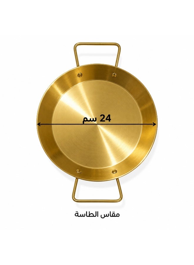 Stainless steel frying pan for cooking Spanish seafood, non-stick lobster cooking pot, and storage and serving bowl. 24cm gold kitchen utensils. - Image 3