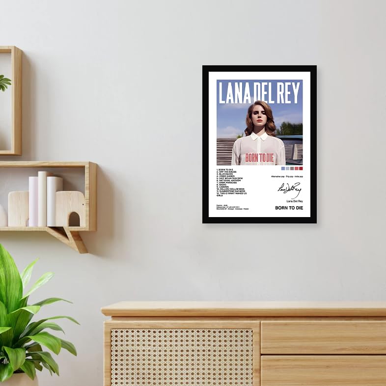 CodersParadise إطار ملصقات مستطيل خشبي لانا ديل راي - ولدت للموت | 8X12 بوصة (حجم A4) | إطارات فنون الحائط المعلقة للمنزل وغرفة النوم وغرفة المعيشة وجماليات الجدران | أعمال فنية مؤطرة، بيضاء - Image 2