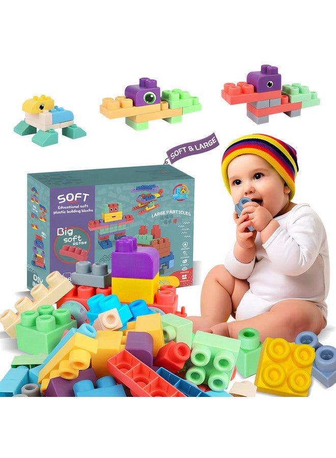 ROHSCE Baby Soft Blocks Building Block Toys, Blocks For Babies 6 Months And Up Stem Educational Toddler Gifts, Baby Soft Rubber Blocks Big Building Blocks Sensory Toys, 46Pcs - Image 1
