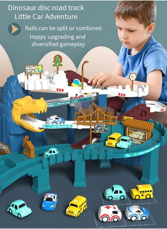 Vixplorn Dinosaur Race Track Playset for Boys Kids 3-5, Dinosaur Climbing Hills Car Track Play Set with 10 Mini Racer Cars, Kids Car Ramp Track Toys for 3 4 5 6 7 8 Year Old Boys Girls  - Image 2