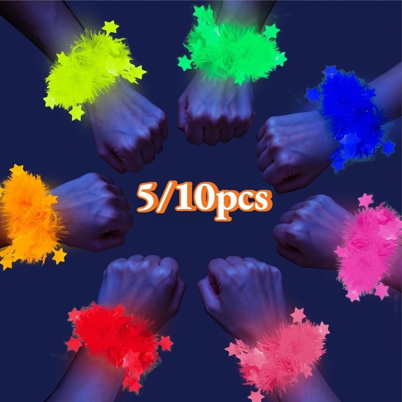 Glow In The Dark Wristbands 5pcs Neon Party Supplies Night Festival Glowing Decorations - Image 1