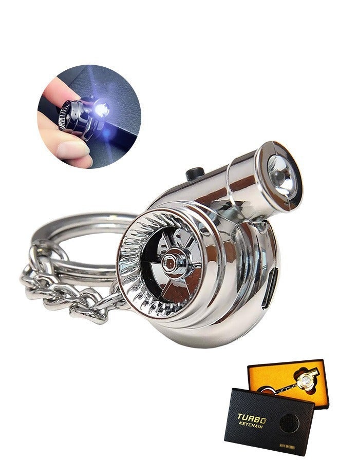 Turbo Car Electronic Keychain with Sounds LED Light, Stylish Car Flashlight Turbo Keychain, DIY Rotating Key Holder, Car Decorations Perfect Gifts - Image 1
