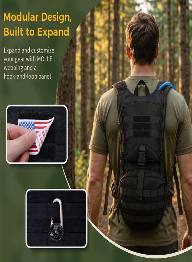 Blue Quartz Hydration Backpack with 3L Water Bladder,Tactical Molle Pack with Phone Pocket for Man, Military Hiking Backpack for Running,Biking,Climbing - Image 2