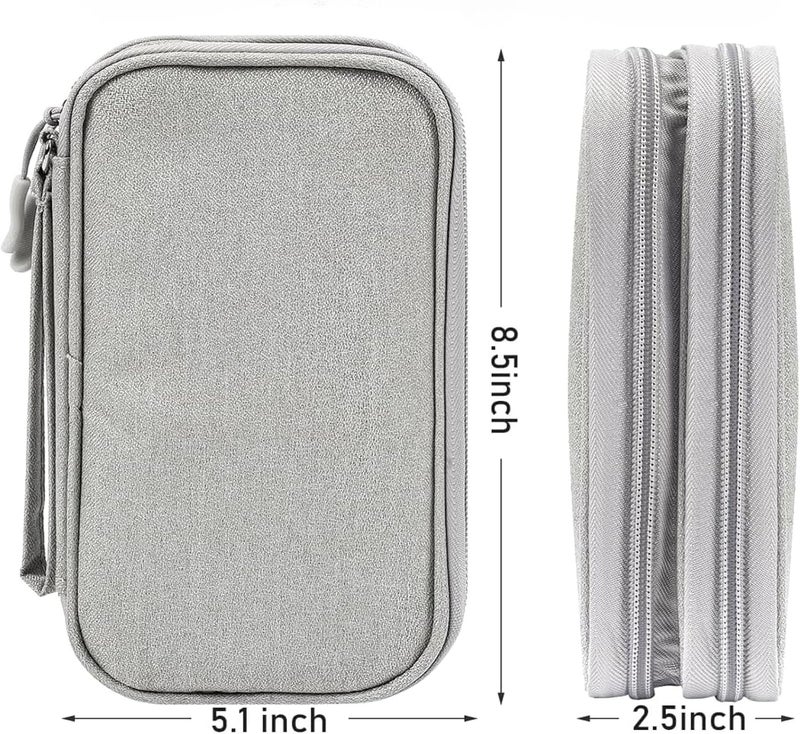 Waterproof Double Layer Electronic Accessories Storage Bag, Portable Travel Organizer Carry Pouch for Cables, Charger, Phone, Power Bank, Earphones & Hard Drive, Gray - Image 5