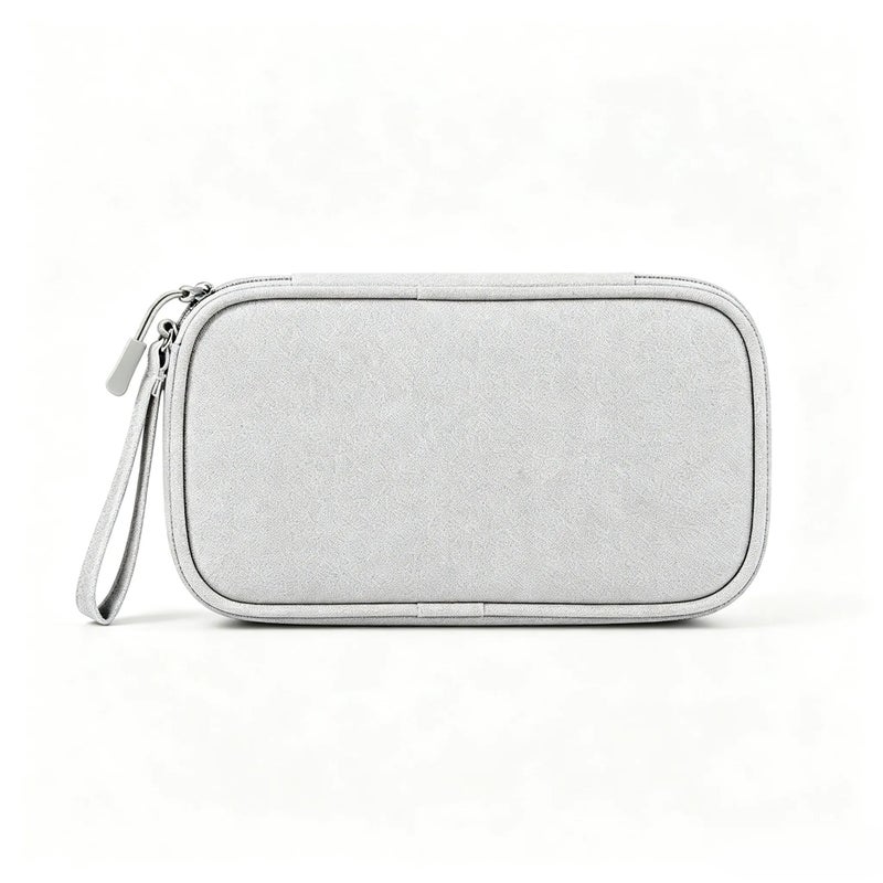 Waterproof Double Layer Electronic Accessories Storage Bag, Portable Travel Organizer Carry Pouch for Cables, Charger, Phone, Power Bank, Earphones & Hard Drive, Gray - Image 2
