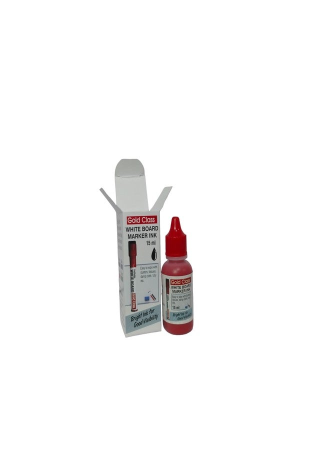 Gold Class White Board Marker Ink(15ml)-Pack of 2. Easily refillable | Bold Round tip | Suitable for Multiple Surfaces | Office Stationery | School Stationery (Black) (Red)