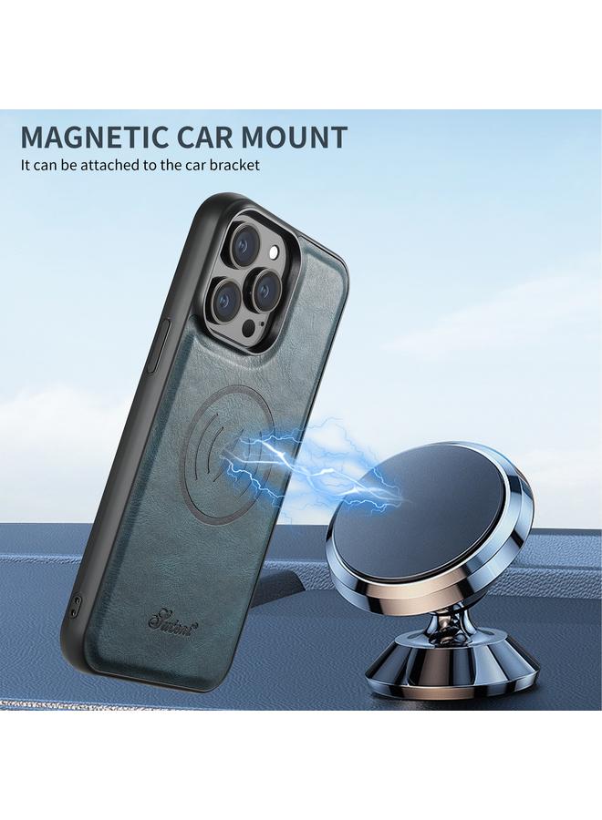 Suteni Case For iPhone 16 Pro H17 Oil Eax Leather MagSafe Detachable Wallet Phone Case - Image 4