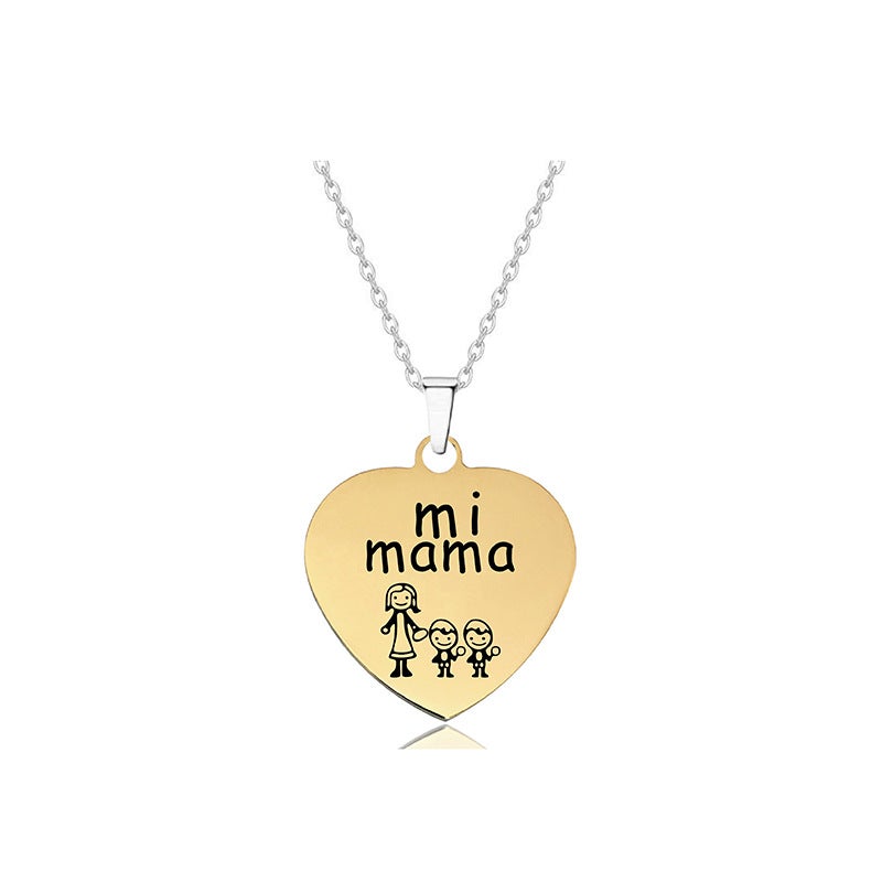 Necklace Lettering Jewelry Mamami Mother Children Mother'S Day Gift Love Titanium Steel Necklace - Image 1