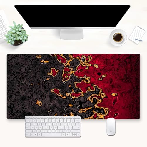Shalysong Red and Black Large Gaming Mouse Pad Fluid Abstract Art Desk Mat 315x157 inch Extended XL NonSlip MicroFiber Surface with Natural Rubber Base for Computer Laptop Home or Office Use - Image 1