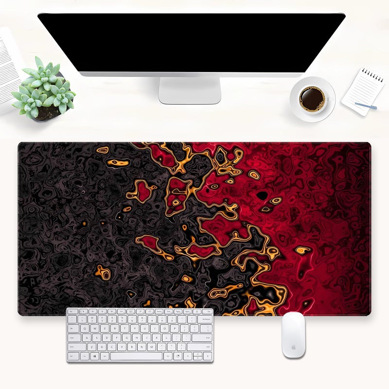 Shalysong Red and Black Large Gaming Mouse Pad Fluid Abstract Art Desk Mat 315x157 inch Extended XL NonSlip MicroFiber Surface with Natural Rubber Base for Computer Laptop Home or Office Use - Image 2