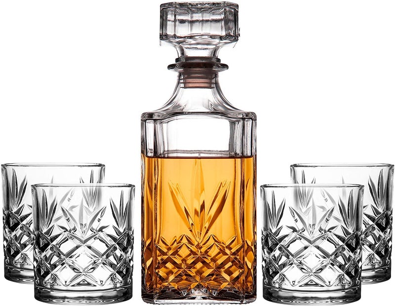 MARTVIA MARTVIA Crystal Whiskey Decanter Set, Hand Made Liquor Decanter Set with 6 Whiskey Glasses, Premium Whiskey Glasses Set for Men, Glasses Decanter Set for Liquor Alcohol Bourbon Whisky  - Image 4