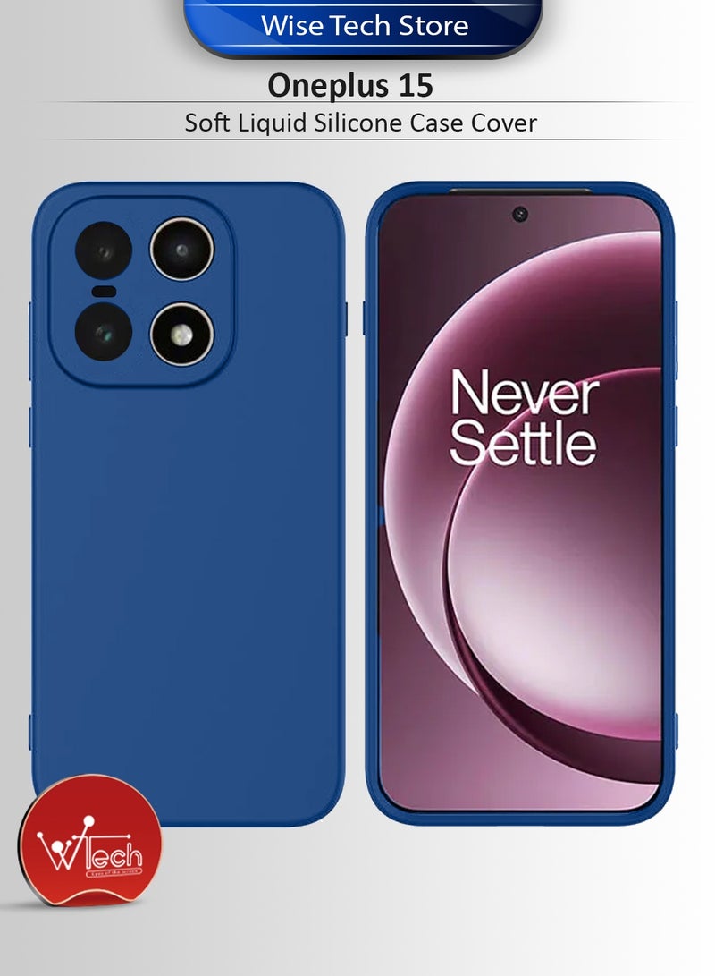 دبليو تيك غطاء حماية من السيليكون السائل الناعم لهاتف OnePlus 15 5G 2025 (MCRPSN) - أزرق بحري - Image 1