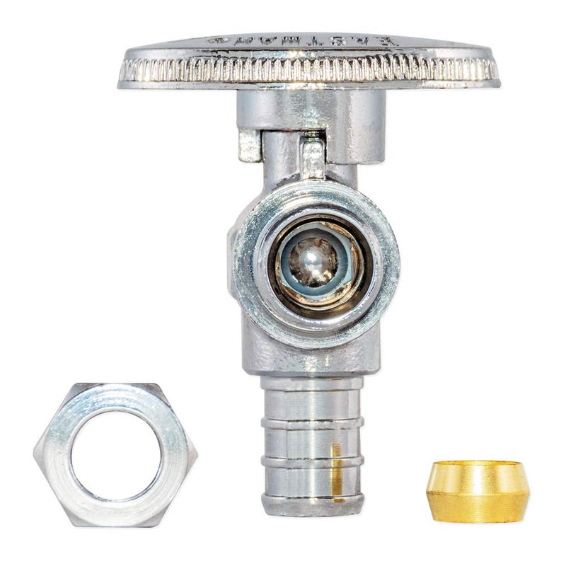 Eastman SpeedFlex Quarter-Turn Angle Stop Valve, 3/8 Inch OD Compression x 1/2 Inch Crimp PEX, Chrome Plated, 10727LF - Image 5
