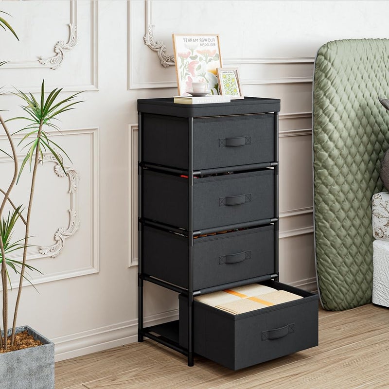 SUOERNUO Dresser for Bedroom with 4 Storage Drawers,Fabric Storage Tower, Makeup Drawer Organizers, Organizer Unit for Bedroom Livingroom (Black, 4Drawers) - Image 5