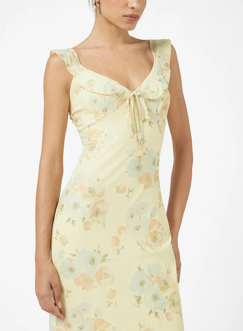 Ginger Frill Detail Floral Maxi Dress