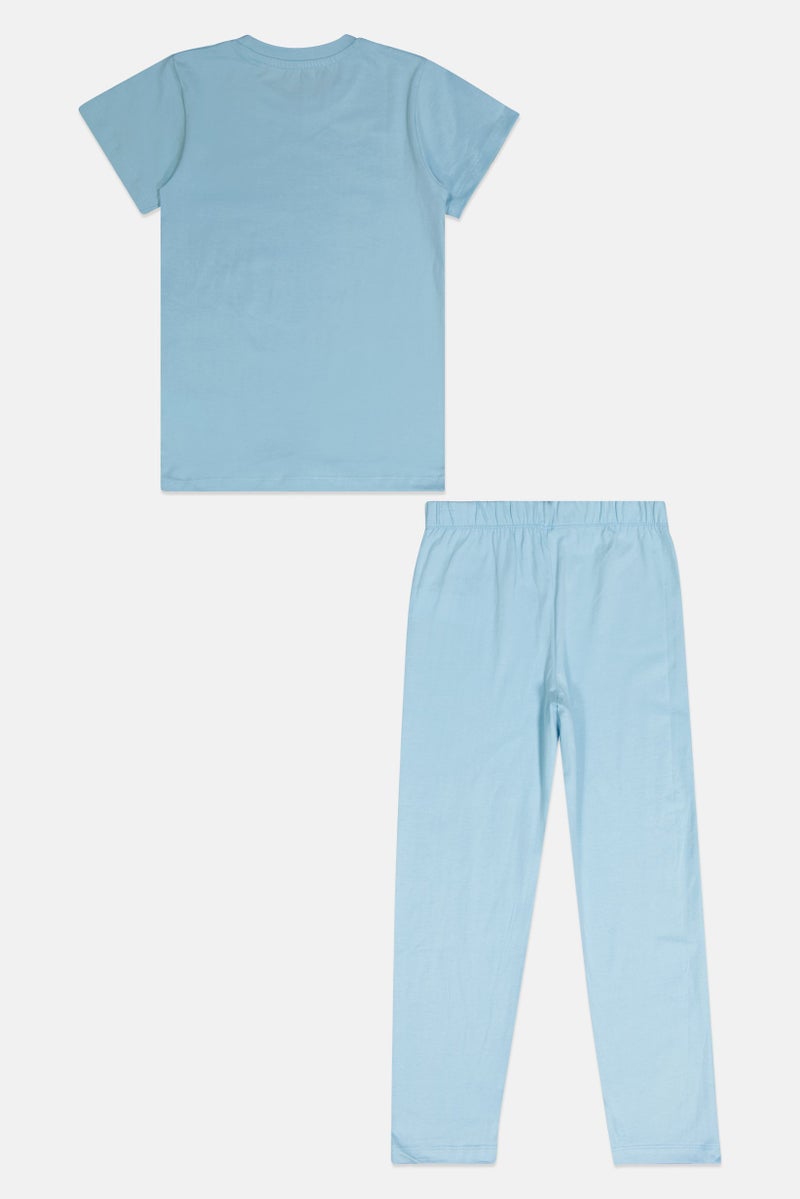 Peanuts Toddlers Girl 2 Pieces Graphic Print Pajama Set, Light Blue - Image 2