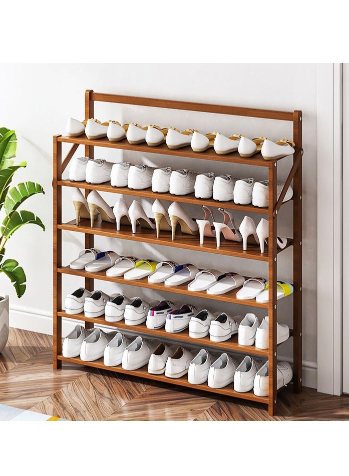 Generic FFD 6-Tier Foldable Bamboo Shoe Rack – Installation-Free Sturdy Storage Organizer for Entryway, Hallway & Closet – Versatile Freestanding Shoe Shelf"  - Image 3