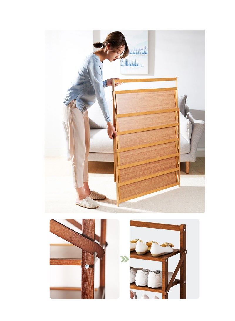 Generic FFD 6-Tier Foldable Bamboo Shoe Rack – Installation-Free Sturdy Storage Organizer for Entryway, Hallway & Closet – Versatile Freestanding Shoe Shelf"  - Image 5