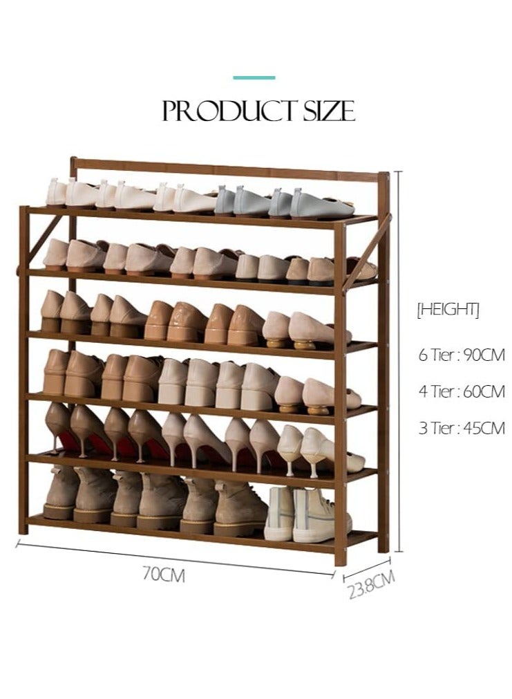 Generic FFD 6-Tier Foldable Bamboo Shoe Rack – Installation-Free Sturdy Storage Organizer for Entryway, Hallway & Closet – Versatile Freestanding Shoe Shelf"  - Image 2