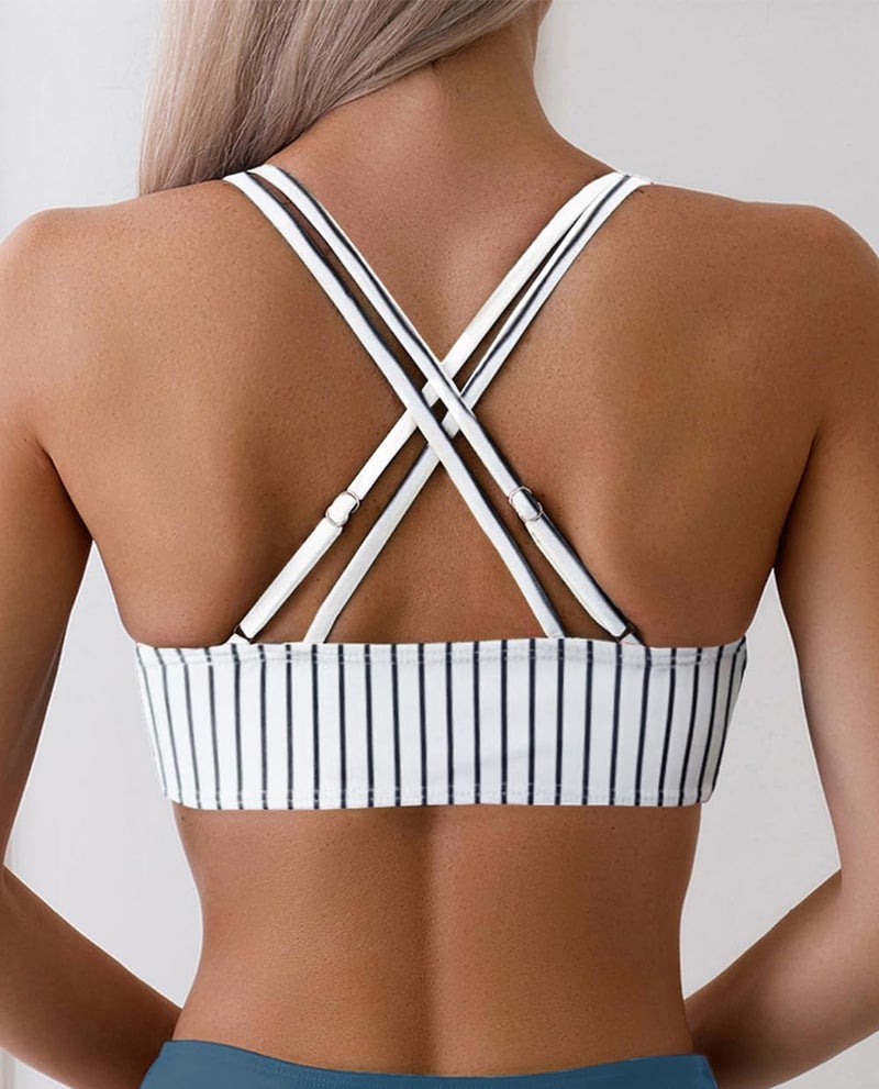 Tainehs Women's Push Up V Neck Bikini Tops Criss Cross Back Padded Bathing Suit Top Only - Image 2