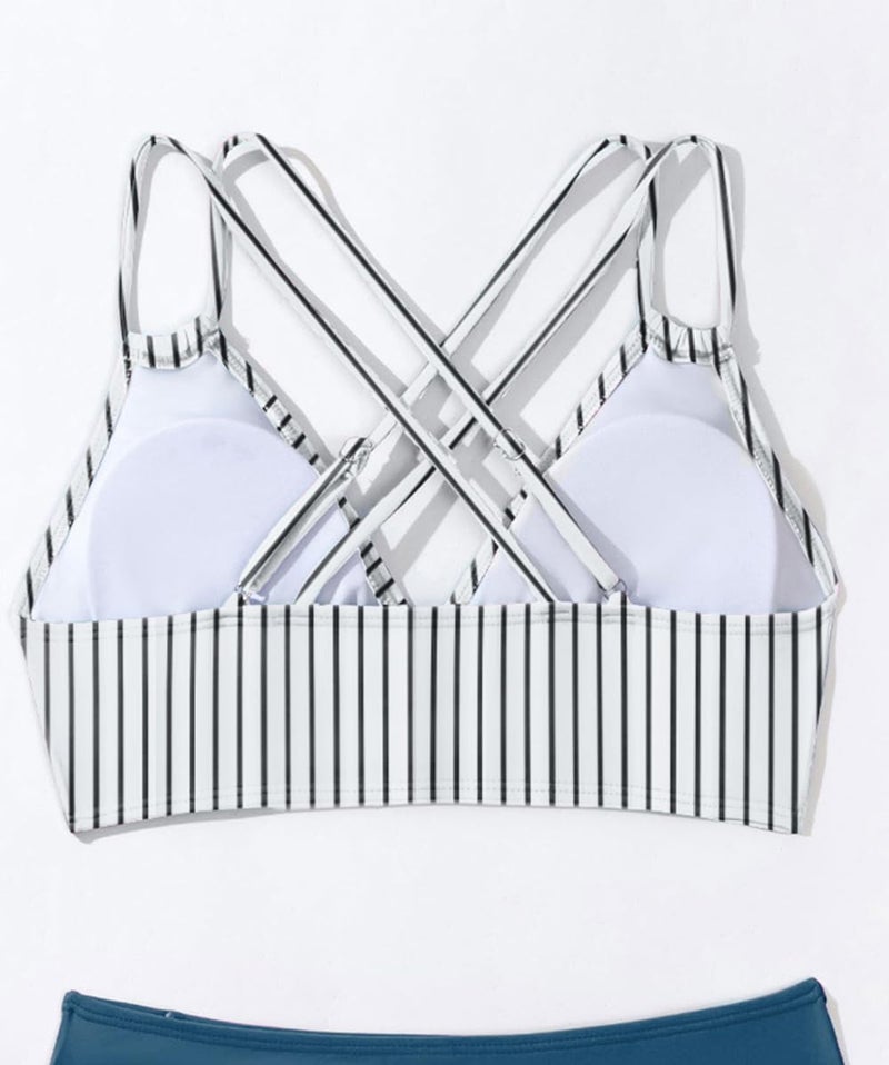 Tainehs Women's Push Up V Neck Bikini Tops Criss Cross Back Padded Bathing Suit Top Only - Image 4