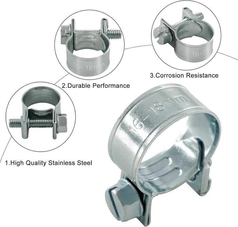 Jersvimc 12pcs Stainless Steel Gas Line Clamp (16-18mm) - Image 2
