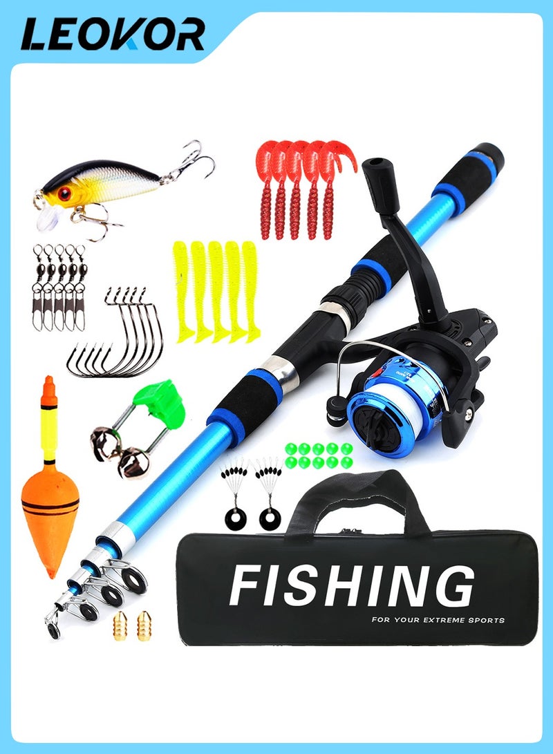 LEOKOR Fishing Pole and Tackle Box for Kids, Portable Telescopic Fishing Poles for Boys and Girls, Kids Fishing Rod and Reel Combo Kit, 1.8 Meter - Image 1
