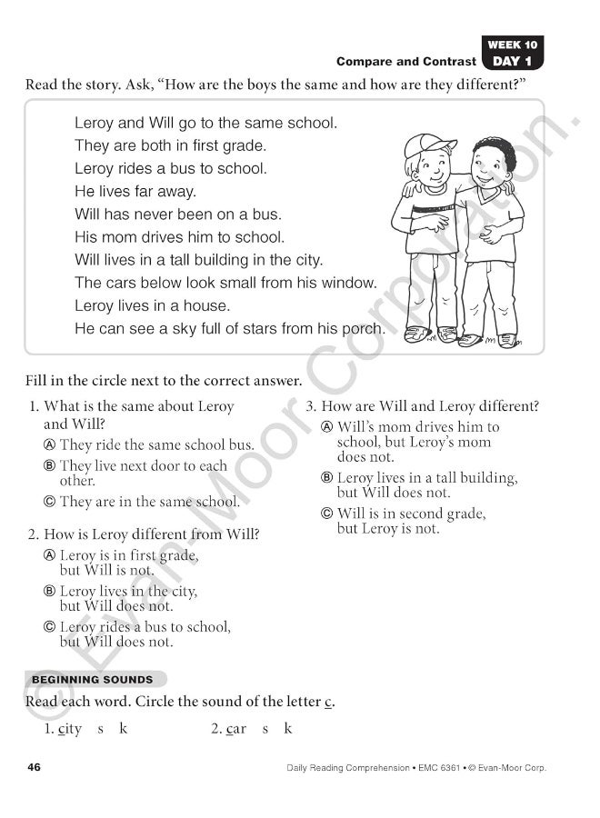 Daily Reading Comprehension, Grade 1 Student Edition Workbook  - Image 2