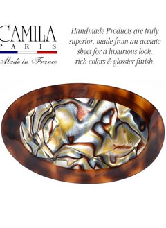 CAMILA Camila Paris CP3644 French Hair Barrette Clip Oval Brown and Onyx, Strong Hold Grip Hair Clips for Women, No Slip Rubberized Metal Closure, Durable Styling Girls Hair Accessories, Made in France  - Image 2