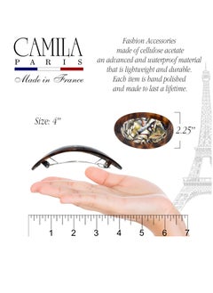 CAMILA Camila Paris CP3644 French Hair Barrette Clip Oval Brown and Onyx, Strong Hold Grip Hair Clips for Women, No Slip Rubberized Metal Closure, Durable Styling Girls Hair Accessories, Made in France  - Image 4