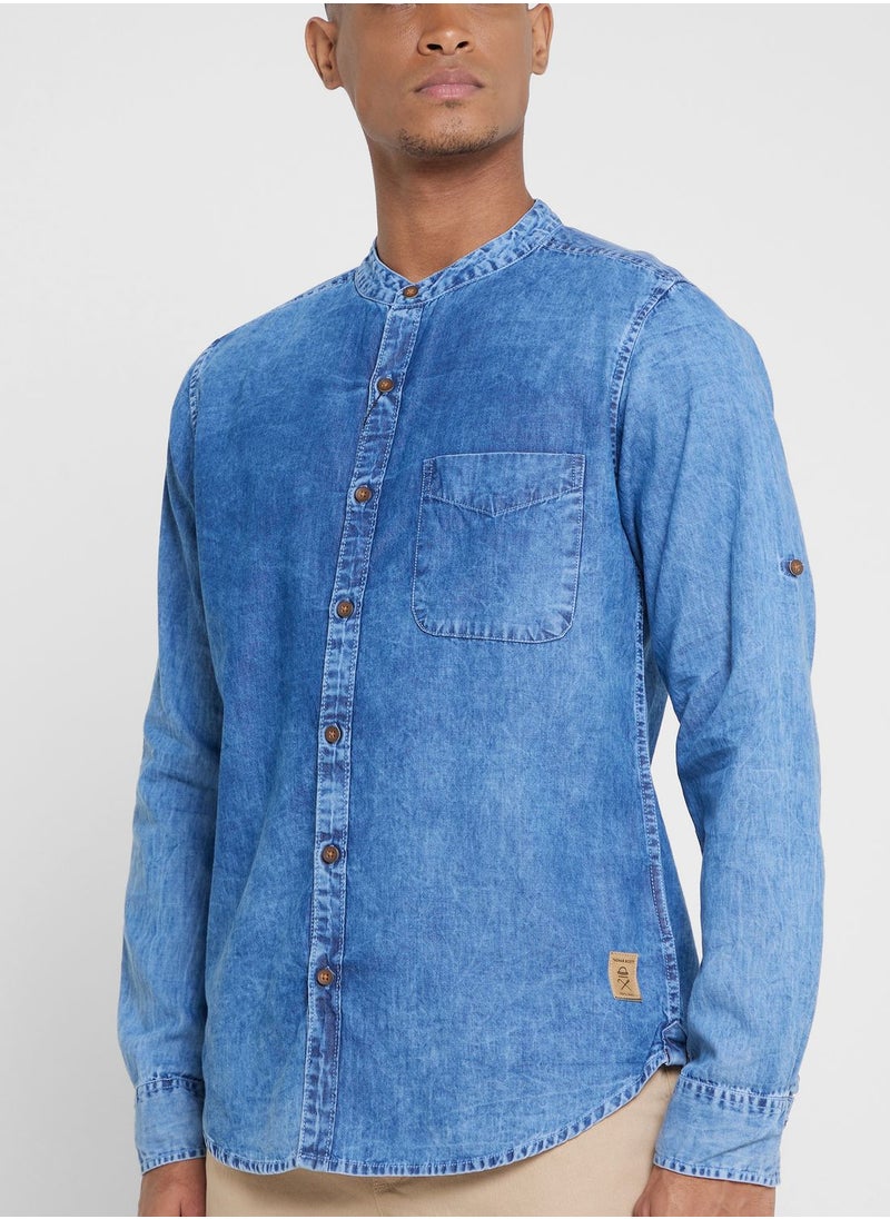 Thomas Scott - Thomas Scott Men Blue Smart Slim Fit Opaque Casual Shirt - Image 1