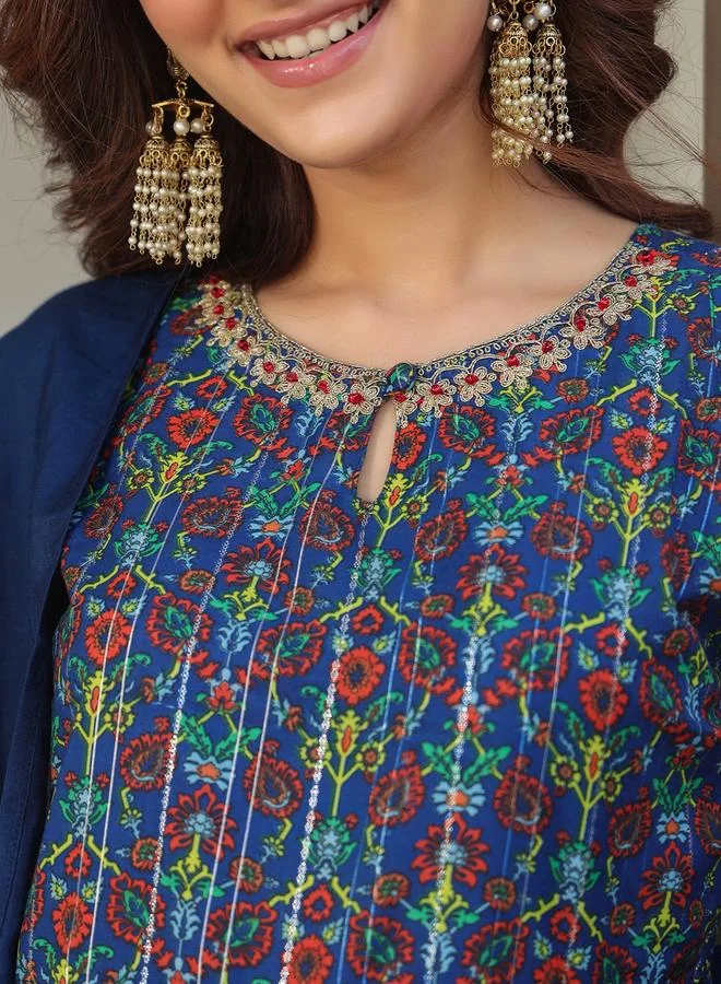 Janasya Janasya Embellished Sleeveless Kurta with Palazzo and Dupatta Set