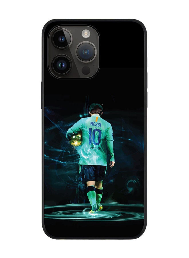 Stylizedd Rugged Black edge case for Apple iPhone 14 Pro Max Slim fit Soft Case Flexible Rubber Edges Anti Drop TPU Gel Thin Cover - Golden Messi - Image 1