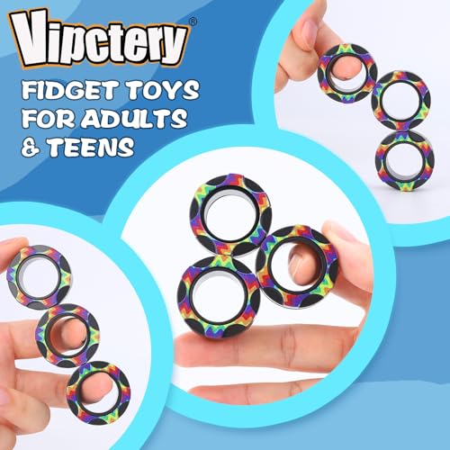Vipctery 8Pcs Fidget Toys Adults Easter Basket Stuffers Gifts for Teens Boys Kids 8 ADHD Autism Toys Adults EDC Cool Gadgets Desk Toys Fidgets for Classroom Magnetic Fidget Rings Figette Spinner - Image 5